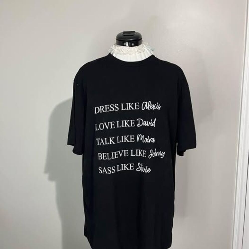 XL 46-48 George Black Tee Shirt “Dress Like Alexis Love Like David…”C3895